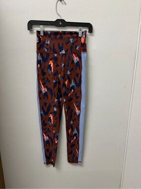 aerie Rust Multi-Print Leggings with Light Blue Side Panels
